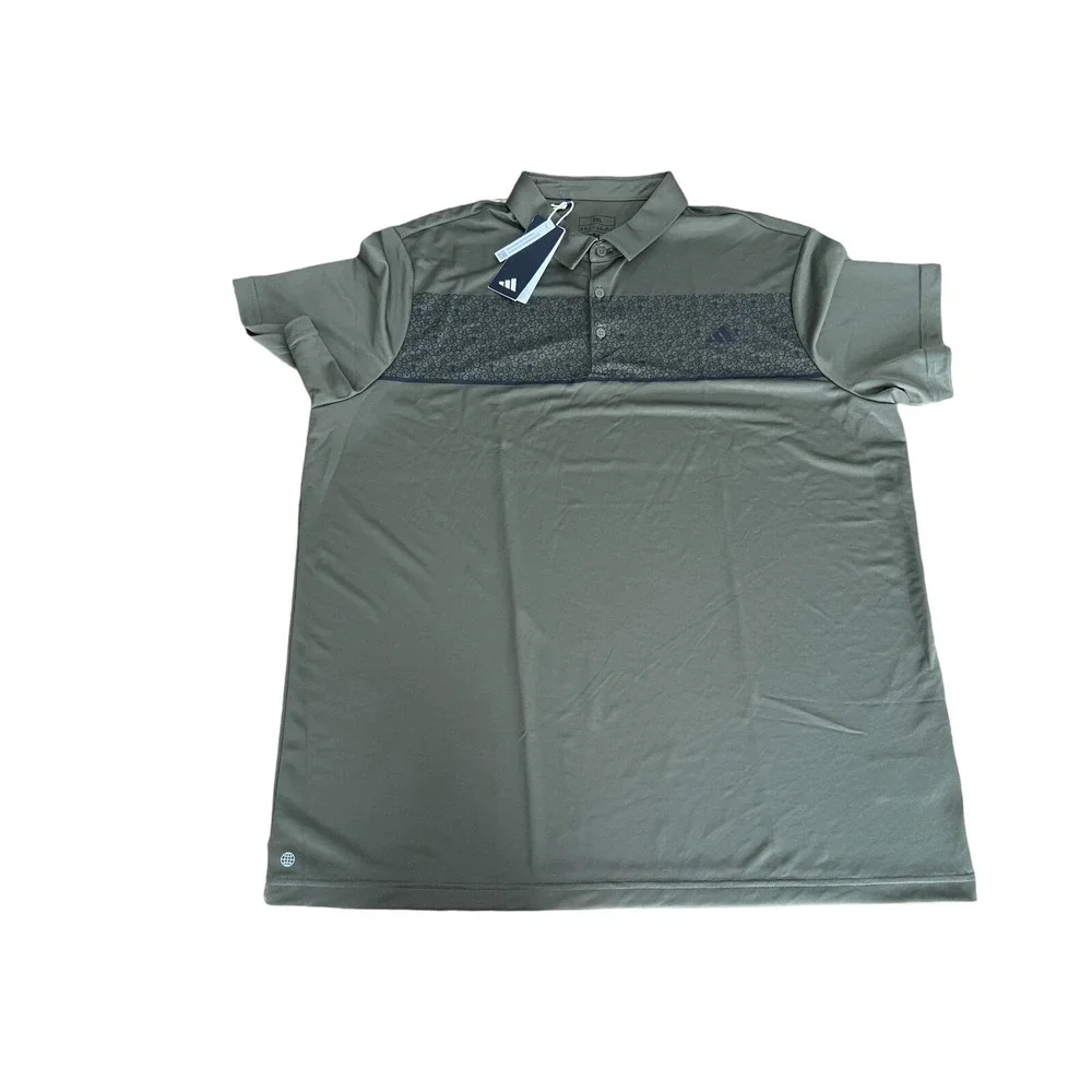 Men's Adidas Chest Print Polo Olive‎ Strata XXL New